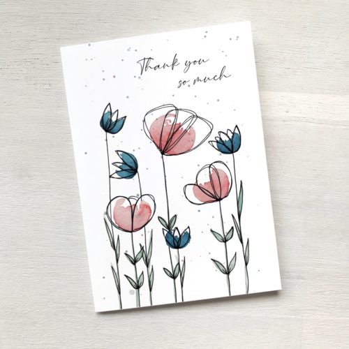 Karte mit Blumenwiese zum Danke sagen