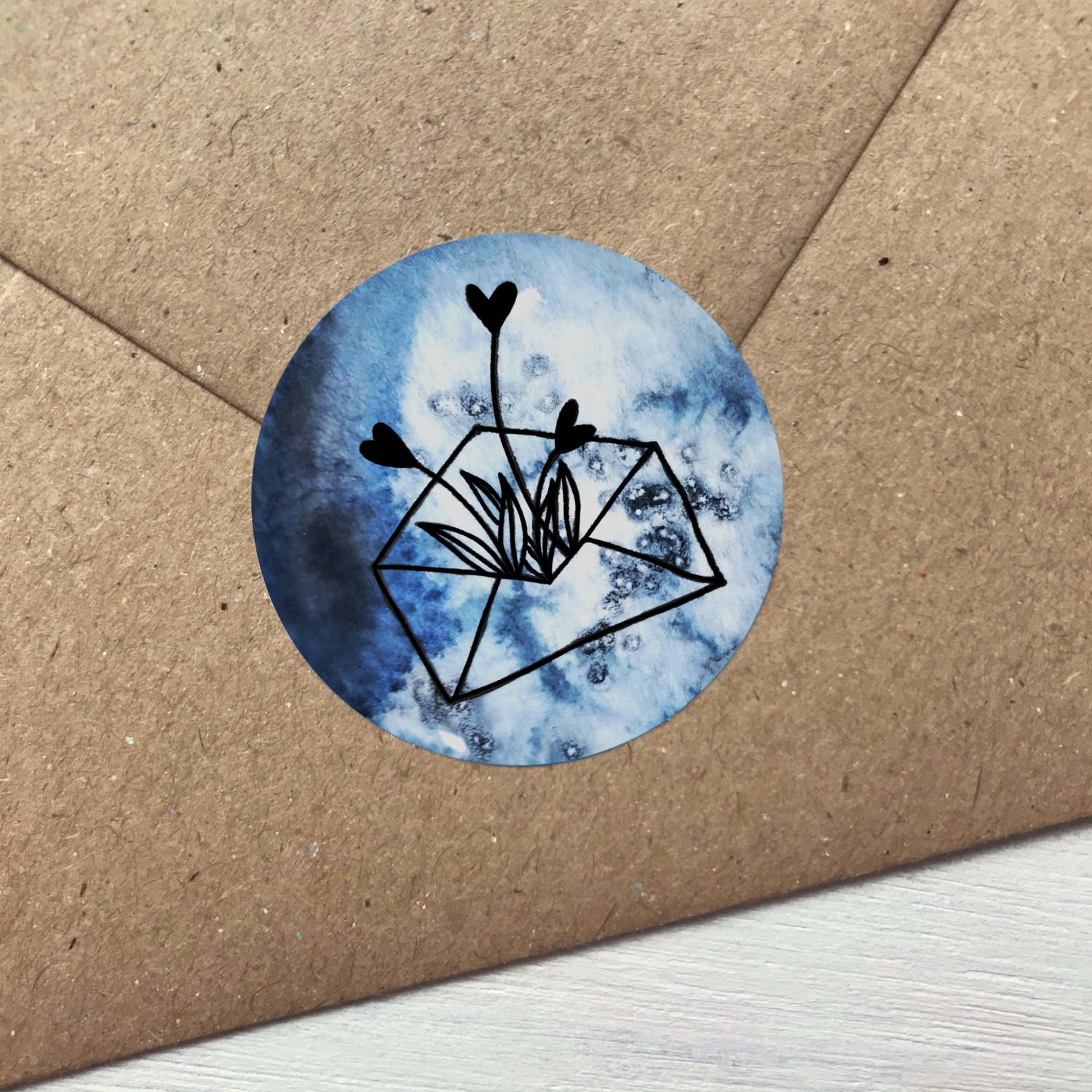 Sticker blau mit Blumen aus Kuvert Detailansicht