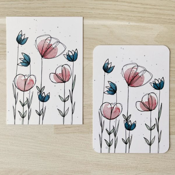 Postkarte Blumenwiese mit abgerundeten Ecken