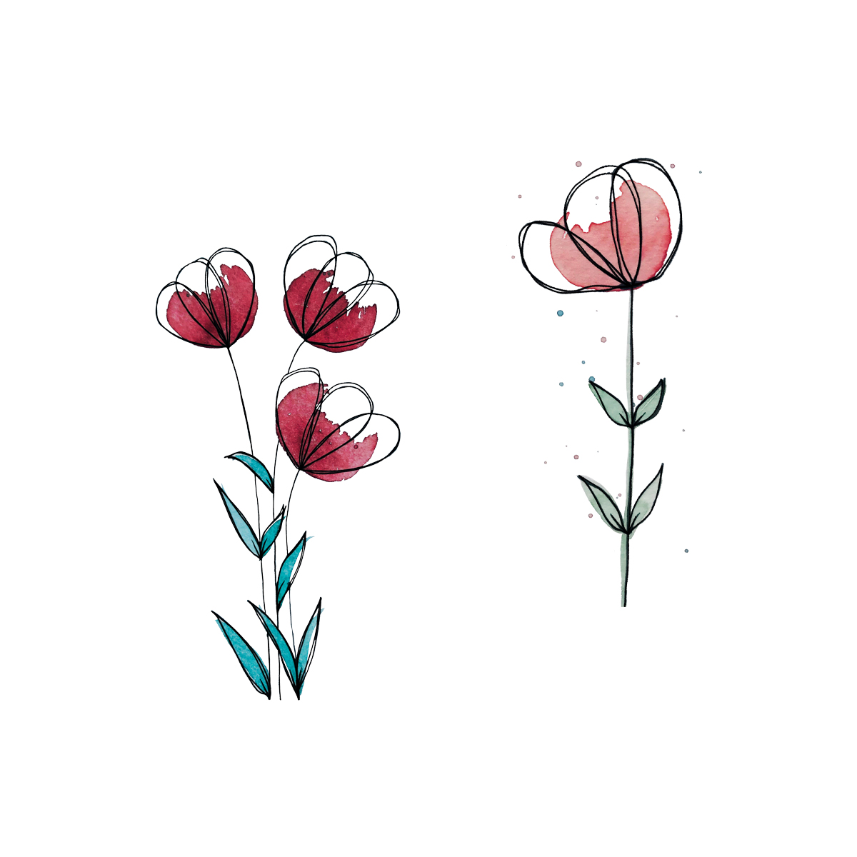Sticker-Duo Blumen – transparent