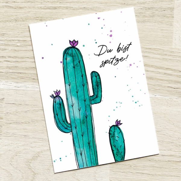 Postkarte kaktus du bist spitze