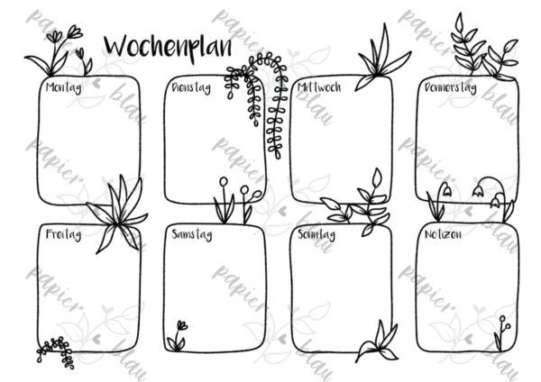 Wochenplan Pflanzen deutsch