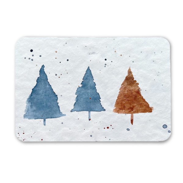 Postkarte unikat Tannenbaum blau