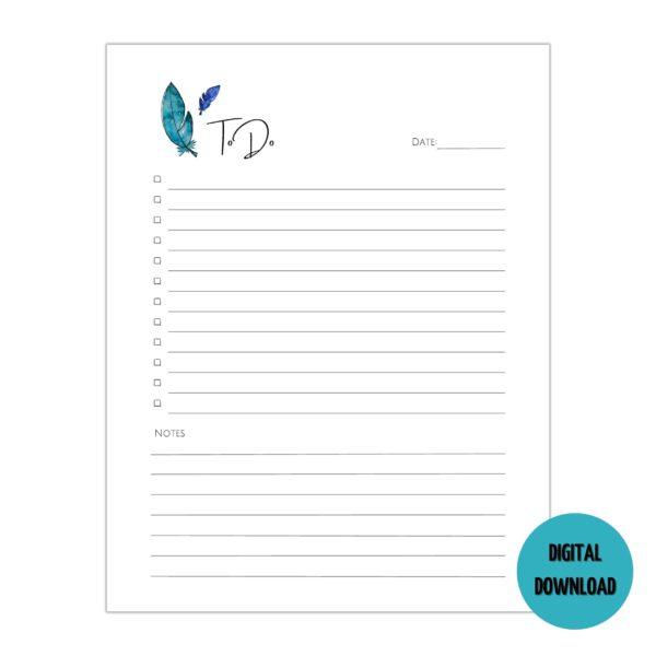 To Do Liste printable Federn