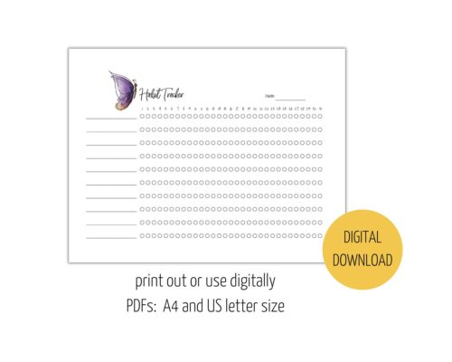printable habit tracker with a butterfly design