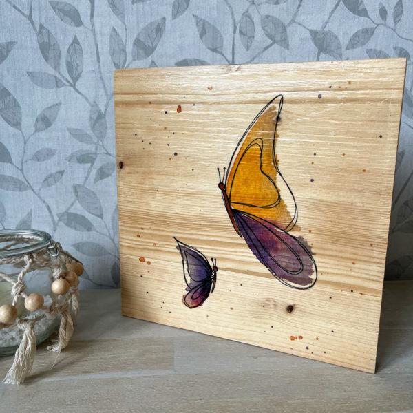 Holzbild mit Schmetterling