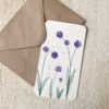 Unikat, Postkarte, violett, Blumen, handgemalt