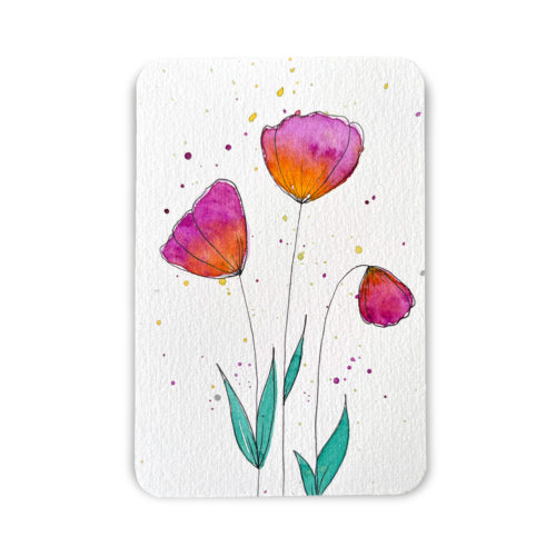 Unikat, Postkarte, Frühlingsblumen, Blumen, handgemalt