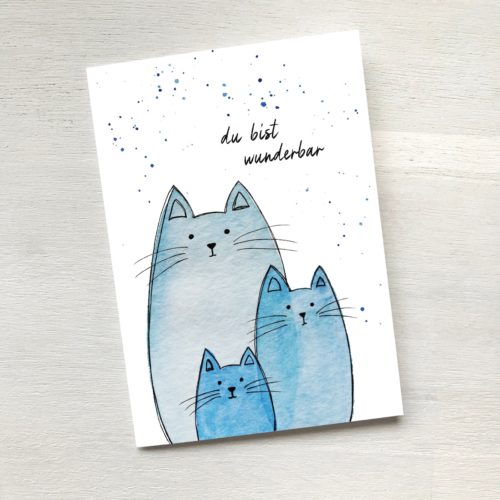 Postkarte Katzen «du bist wunderbar»