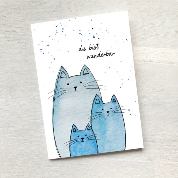 Postkarte Katzen «du bist wunderbar»